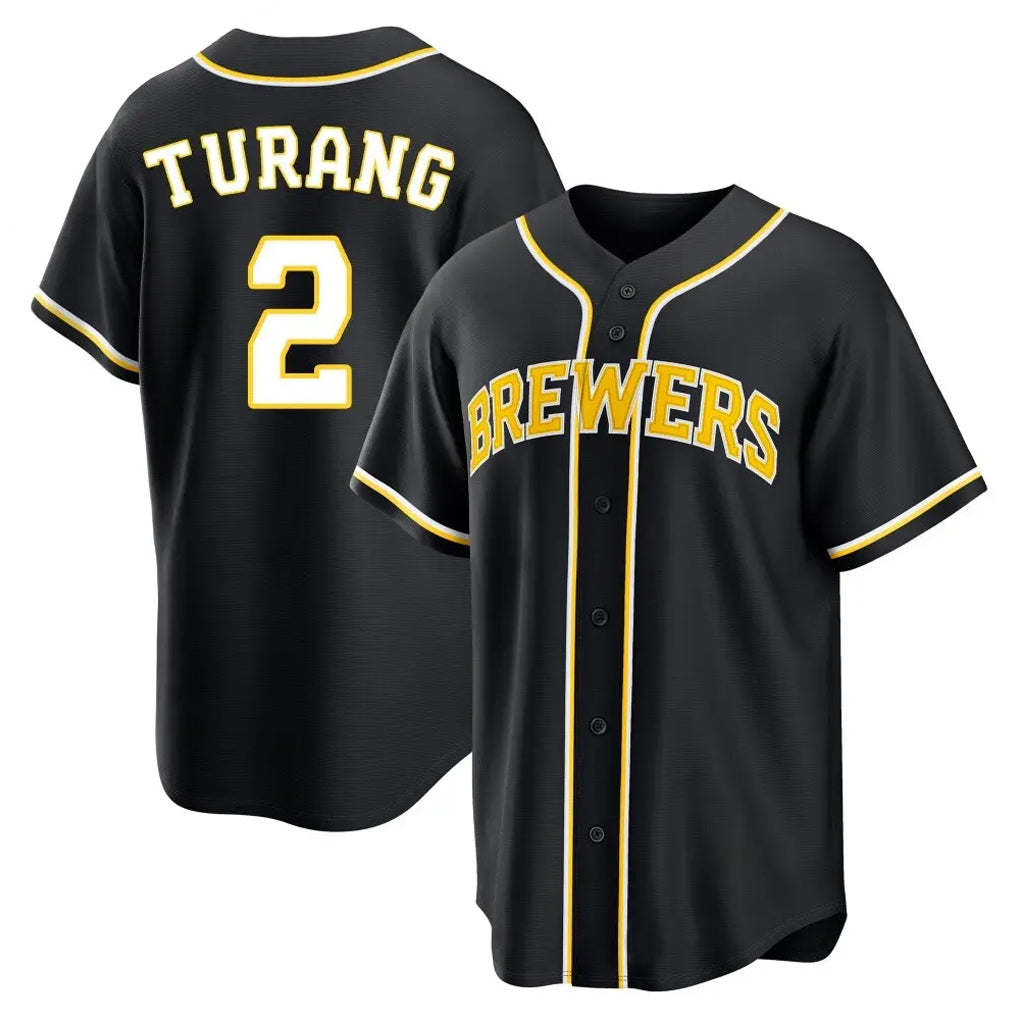 MATTH M.Brewers #2 Brice Turang Player Black Fashion Out Home Game Stitched Jerseys