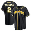 MATTH M.Brewers #2 Brice Turang Player Black Fashion Out Home Game Stitched Jerseys