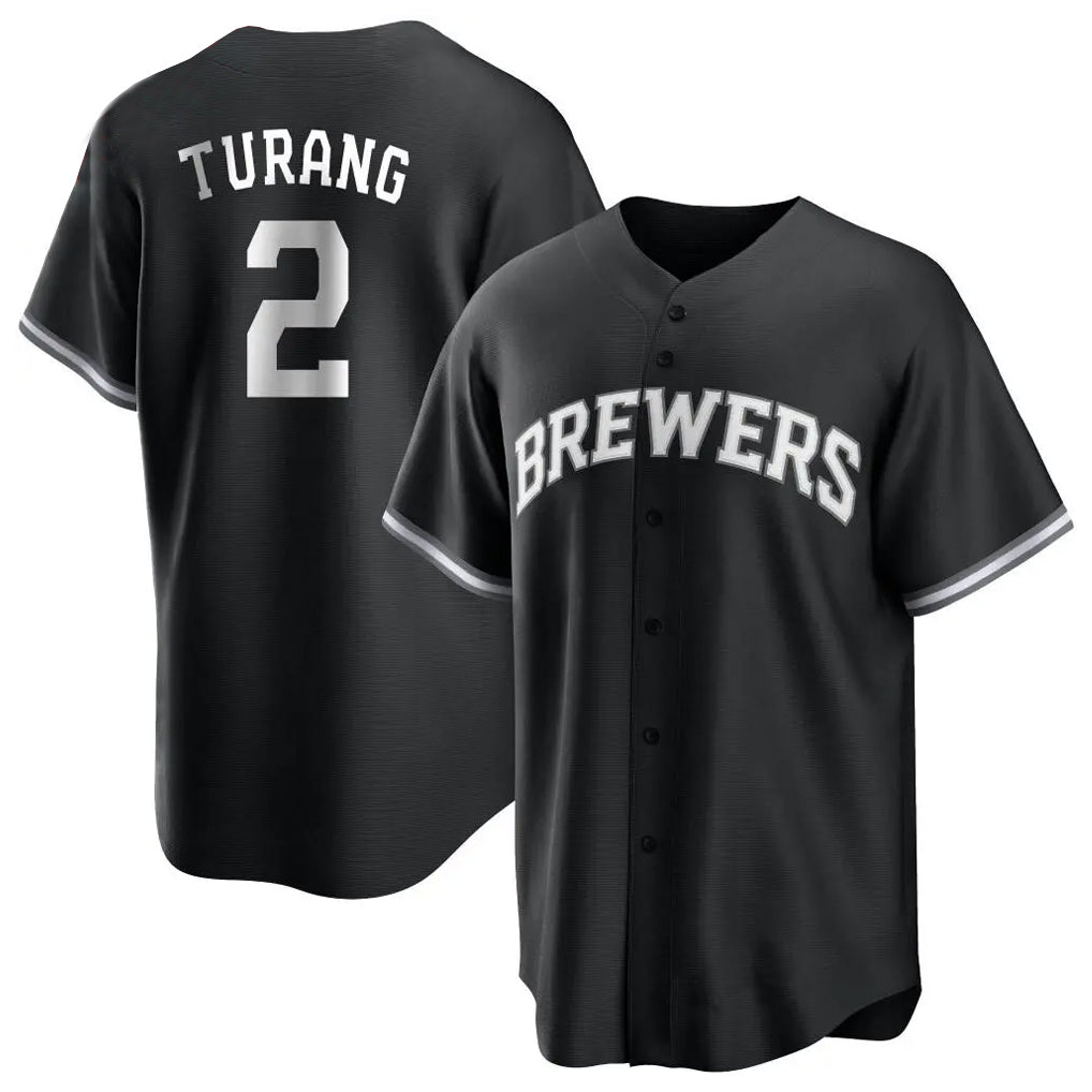 MATTH M.Brewers #2 Brice Turang Player Black Game Home Stitched Jerseys