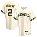MATTH M.Brewers #2 Brice Turang Player Cream Home Game Stitched Jerseys