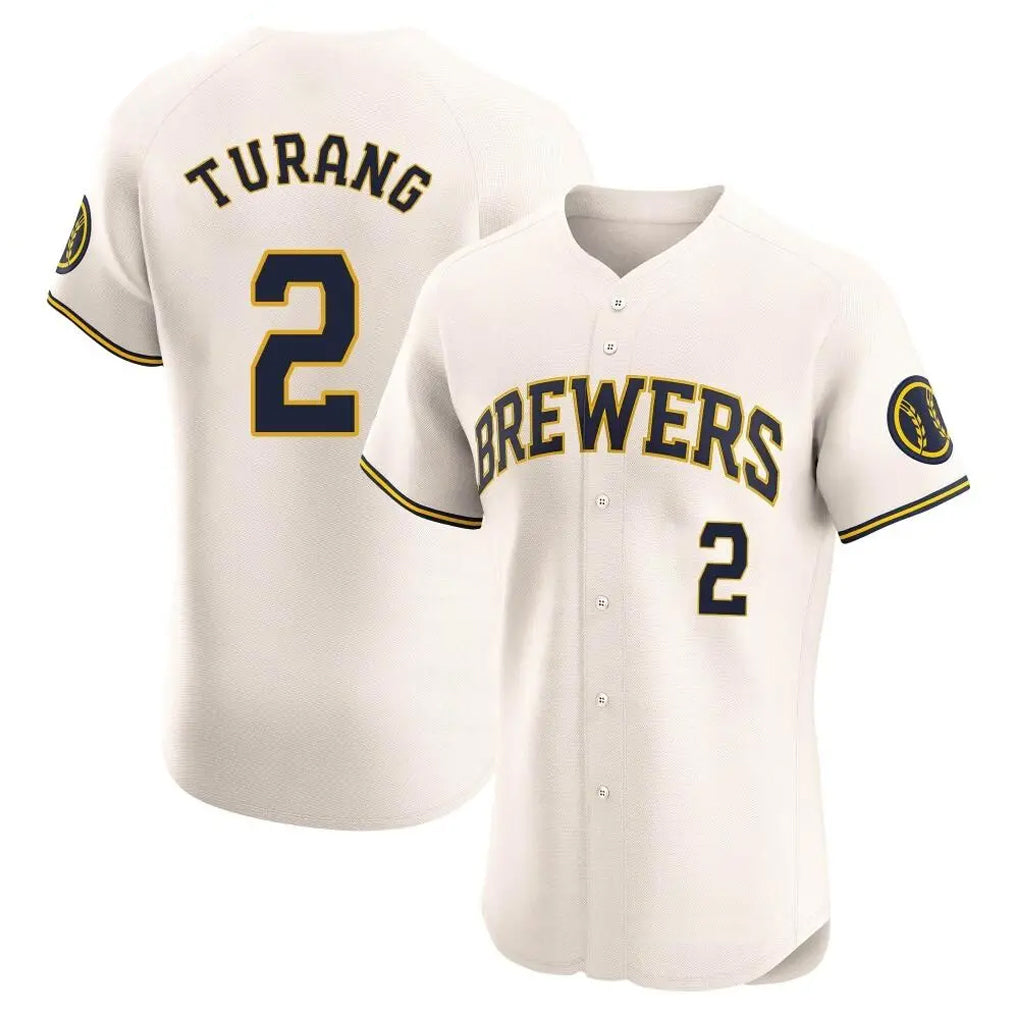 MATTH M.Brewers #2 Brice Turang Player Cream Home Limited Elite Stitched Jerseys