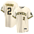 MATTH M.Brewers #2 Brice Turang Player Cream Home Limited Stitched Jerseys