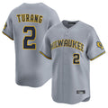 MATTH M.Brewers #2 Brice Turang Player Gray Home Limited Stitched Jerseys