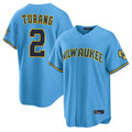 MATTH M.Brewers #2 Brice Turang Player Light Blue Road Stadium Game Stitched Jerseys