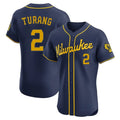 MATTH M.Brewers #2 Brice Turang Player Navy Home Limited Elite Stitched Jerseys