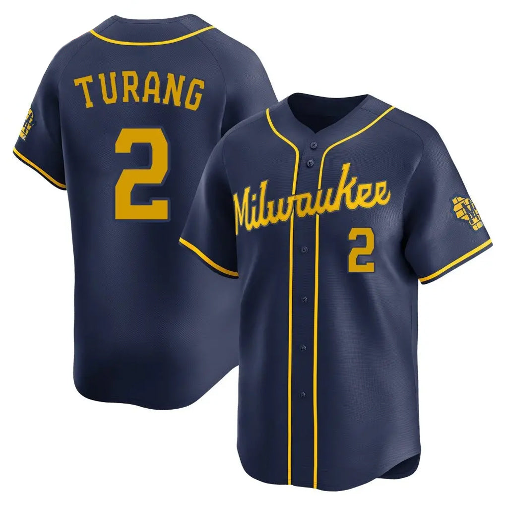 MATTH M.Brewers #2 Brice Turang Player Navy Home Limited Stitched Jerseys
