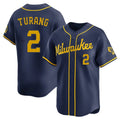 MATTH M.Brewers #2 Brice Turang Player Navy Home Limited Stitched Jerseys