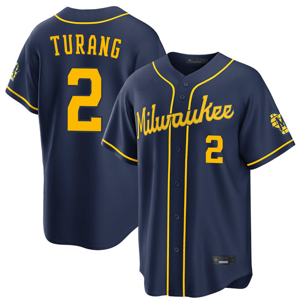 MATTH M.Brewers #2 Brice Turang Player Navy Home Stadium Game Stitched Jerseys
