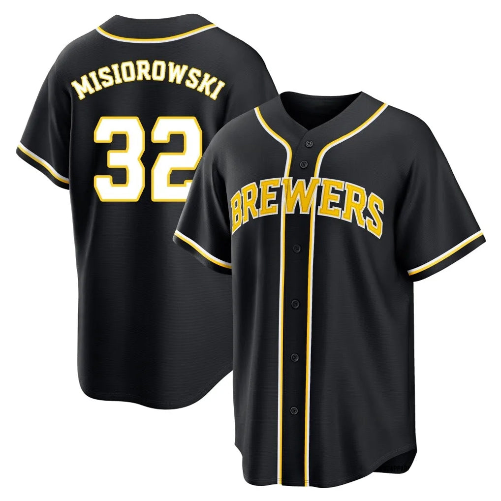MATTH M.Brewers #32 Jacob Misiorowski Player Black Fashion Out Home Game Stitched Jerseys