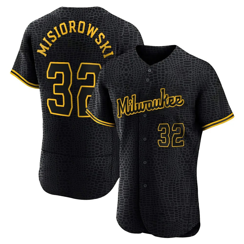 MATTH M.Brewers #32 Jacob Misiorowski Player Black Snake Skin City Home Limited Elite Stitched Jerseys