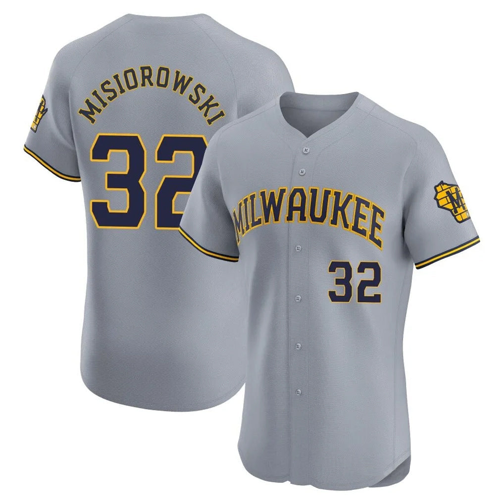 MATTH M.Brewers #32 Jacob Misiorowski Player Gray Home Limited Elite Stitched Jerseys