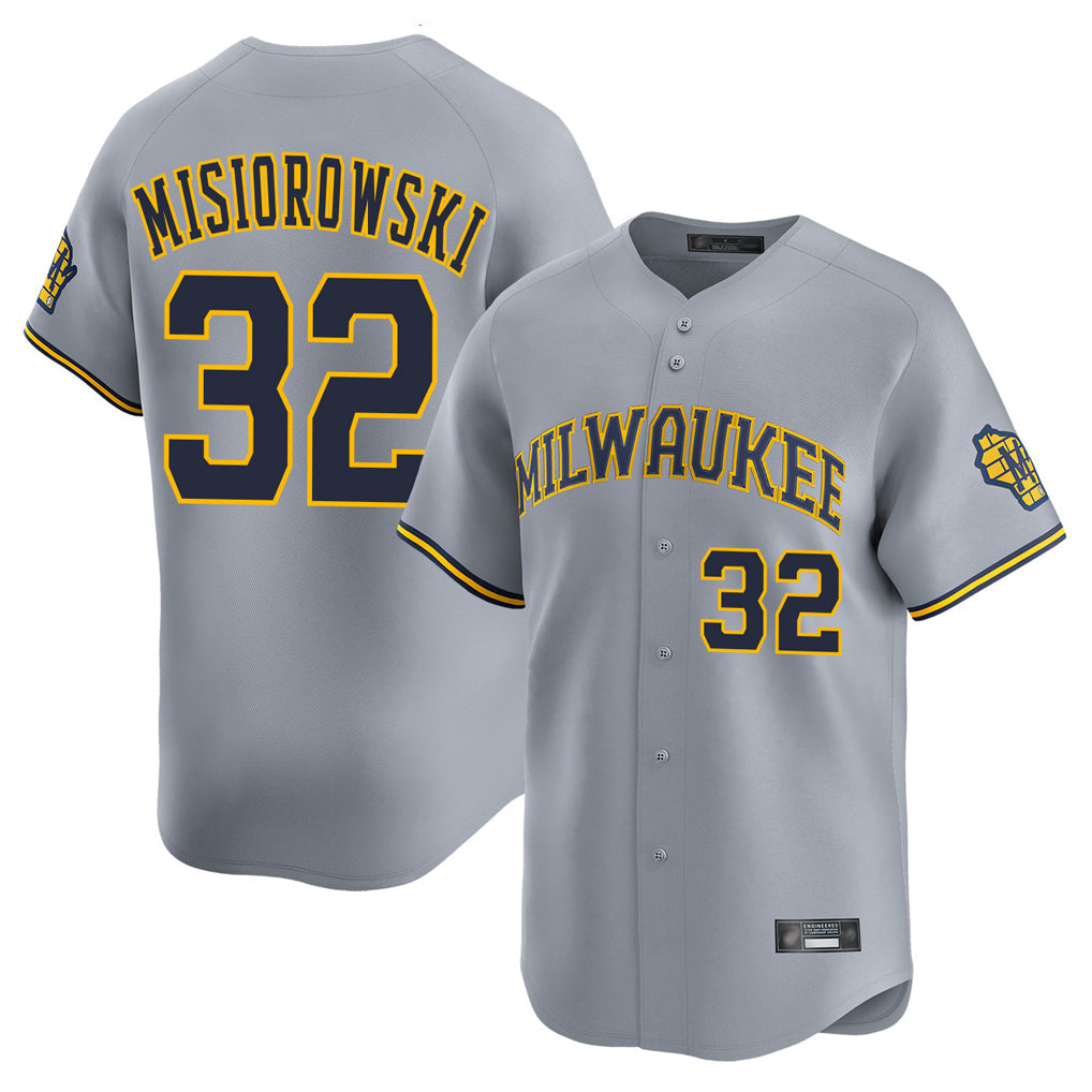 MATTH M.Brewers #32 Jacob Misiorowski Player Gray Home Limited Stitched Jerseys