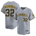 MATTH M.Brewers #32 Jacob Misiorowski Player Gray Home Limited Stitched Jerseys