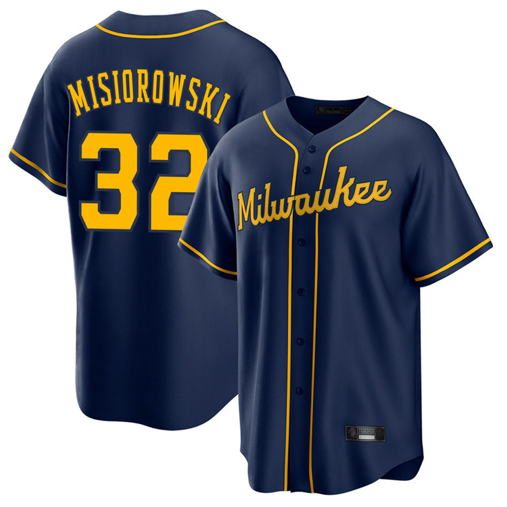 MATTH M.Brewers #32 Jacob Misiorowski Player Navy Home Game Stitched Jerseys