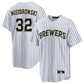 MATTH M.Brewers #32 Jacob Misiorowski Player White Stripes Home Game Stitched Jerseys
