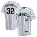 MATTH M.Brewers #32 Jacob Misiorowski Player White Stripes Limited Game Home Stitched Jerseys
