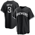 MATTH M.Brewers #3 Joey Ortiz Player Black Game Home Stitched Jerseys