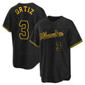 MATTH M.Brewers #3 Joey Ortiz Player Black Snake Skin City Home Game Stitched Jerseys