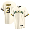 MATTH M.Brewers #3 Joey Ortiz Player Cream Home Game Stitched Jerseys