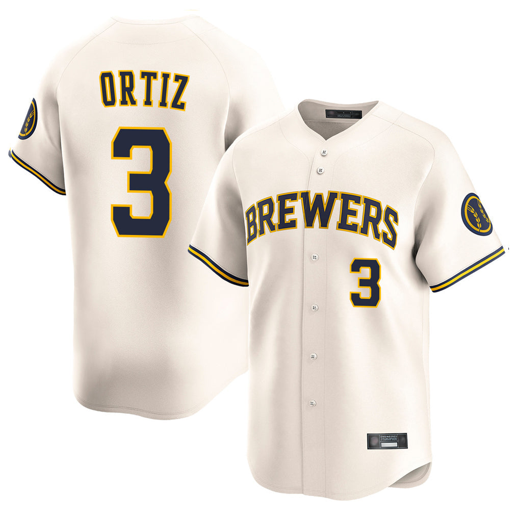 MATTH M.Brewers #3 Joey Ortiz Player Cream Home Limited Game Stitched Jerseys