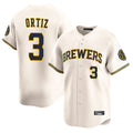 MATTH M.Brewers #3 Joey Ortiz Player Cream Home Limited Game Stitched Jerseys