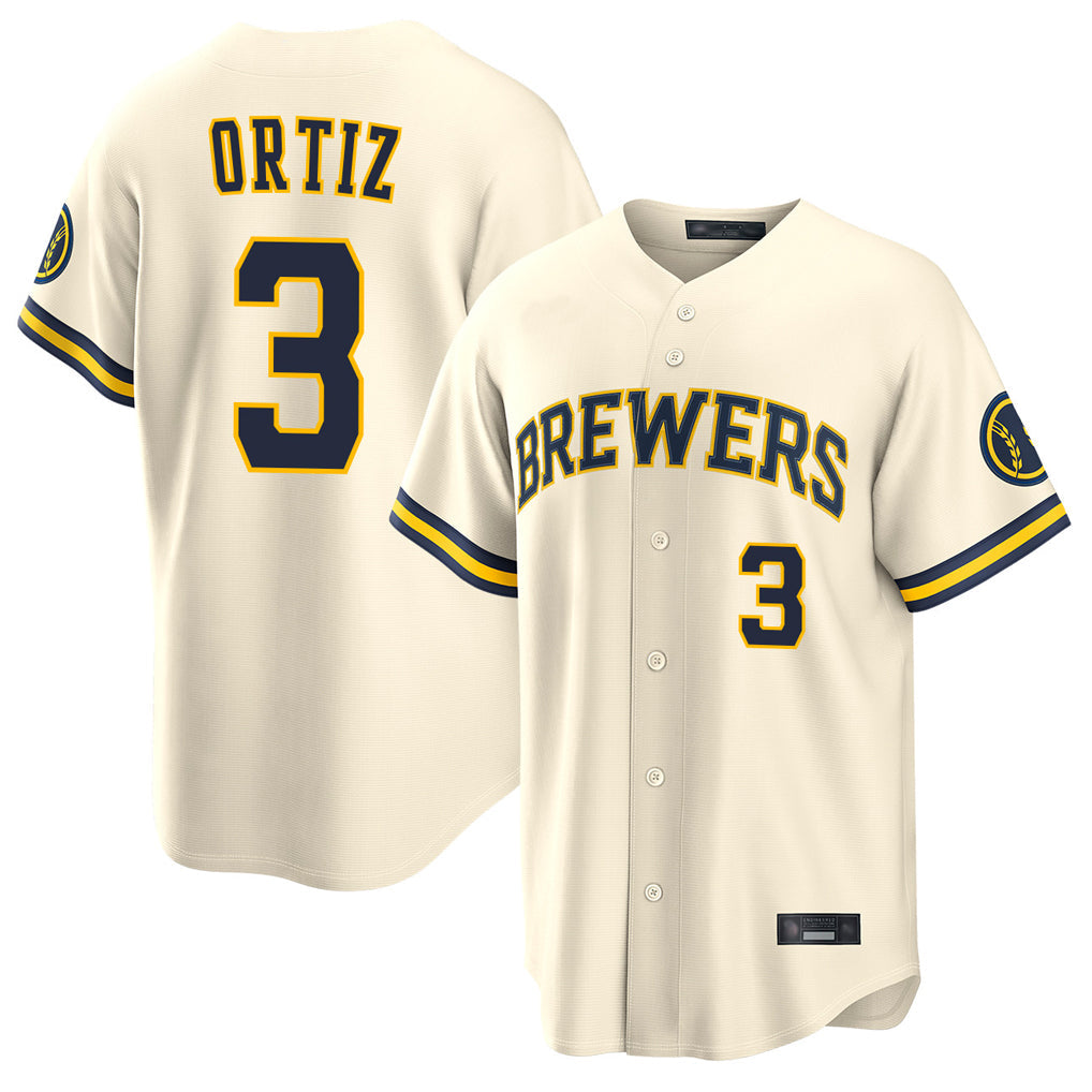 MATTH M.Brewers #3 Joey Ortiz Player Cream Home Limited Stitched Jerseys