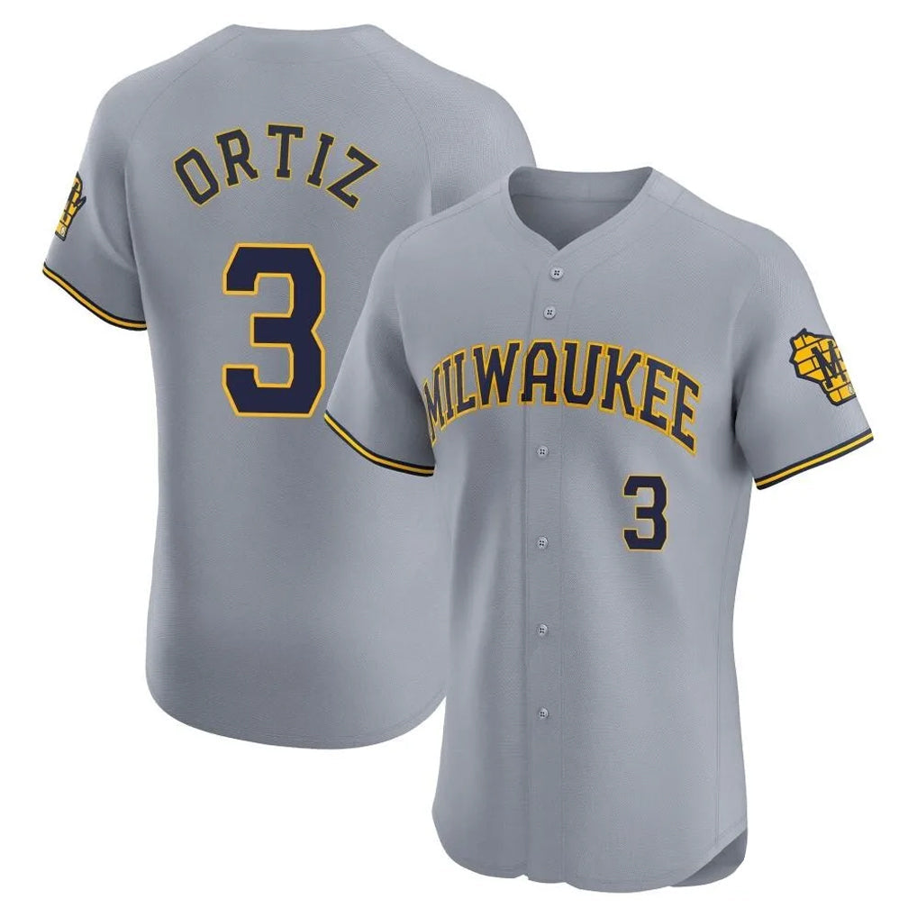 MATTH M.Brewers #3 Joey Ortiz Player Gray Home Limited Elite Stitched Jerseys