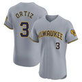 MATTH M.Brewers #3 Joey Ortiz Player Gray Home Limited Elite Stitched Jerseys