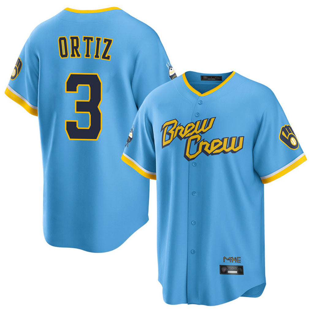MATTH M.Brewers #3 Joey Ortiz Player Light Blue City Connect Home Game Stitched Jerseys
