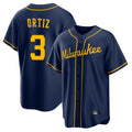 MATTH M.Brewers #3 Joey Ortiz Player Navy Home Game Stitched Jerseys