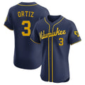 MATTH M.Brewers #3 Joey Ortiz Player Navy Home Limited Elite Stitched Jerseys