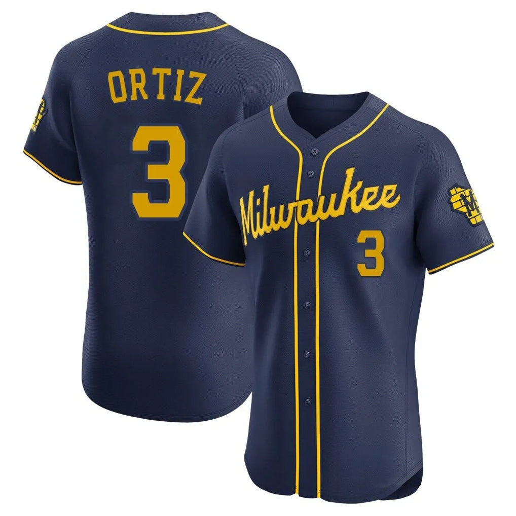 MATTH M.Brewers #3 Joey Ortiz Player Navy Home Limited Elite Stitched Jerseys