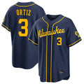MATTH M.Brewers #3 Joey Ortiz Player Navy Home Stadium Game Stitched Jerseys