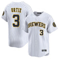 MATTH M.Brewers #3 Joey Ortiz Player White Stripes Home Limited Game Stitched Jerseys