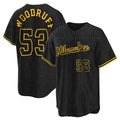 MATTH M.Brewers #53 Brandon Woodruff Player Black Snake Skin City Home Game Stitched Jerseys