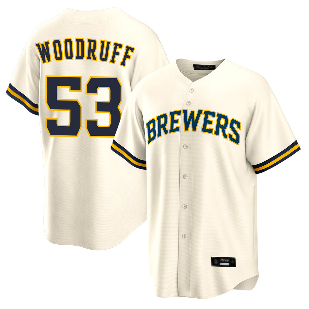 MATTH M.Brewers #53 Brandon Woodruff Player Cream Home Game Stitched Jerseys
