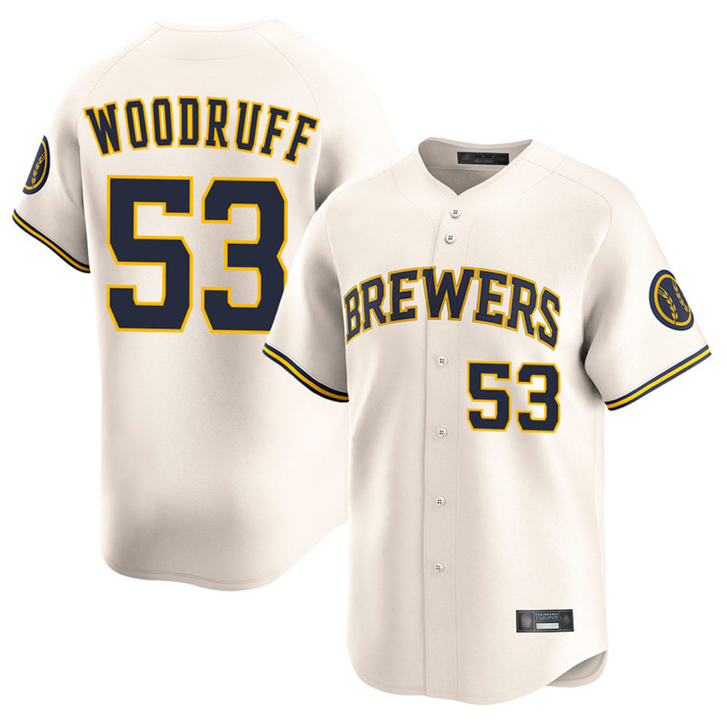 MATTH M.Brewers #53 Brandon Woodruff Player Cream Home Limited Game Stitched Jerseys