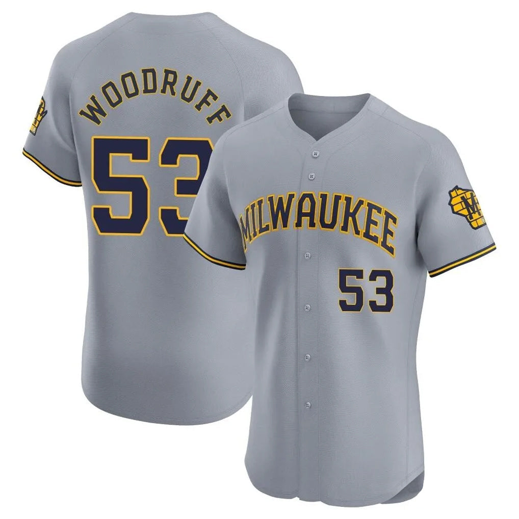 MATTH M.Brewers #53 Brandon Woodruff Player Gray Home Limited Elite Stitched Jerseys
