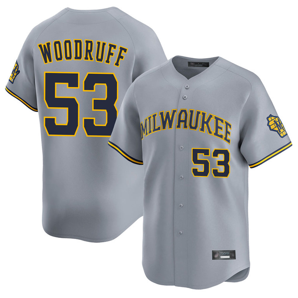 MATTH M.Brewers #53 Brandon Woodruff Player Gray Home Limited Stitched Jerseys