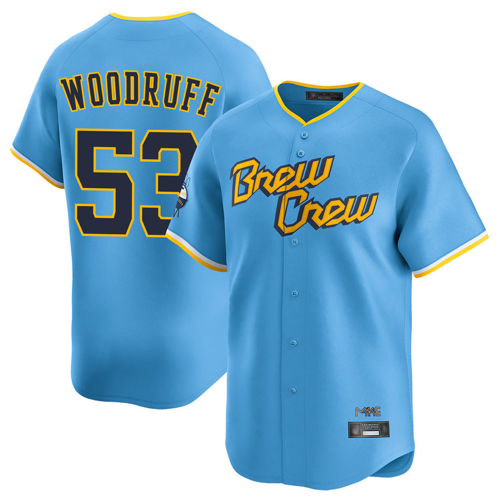 MATTH M.Brewers #53 Brandon Woodruff Player Light Blue City Connect Home Limited Stitched Jerseys