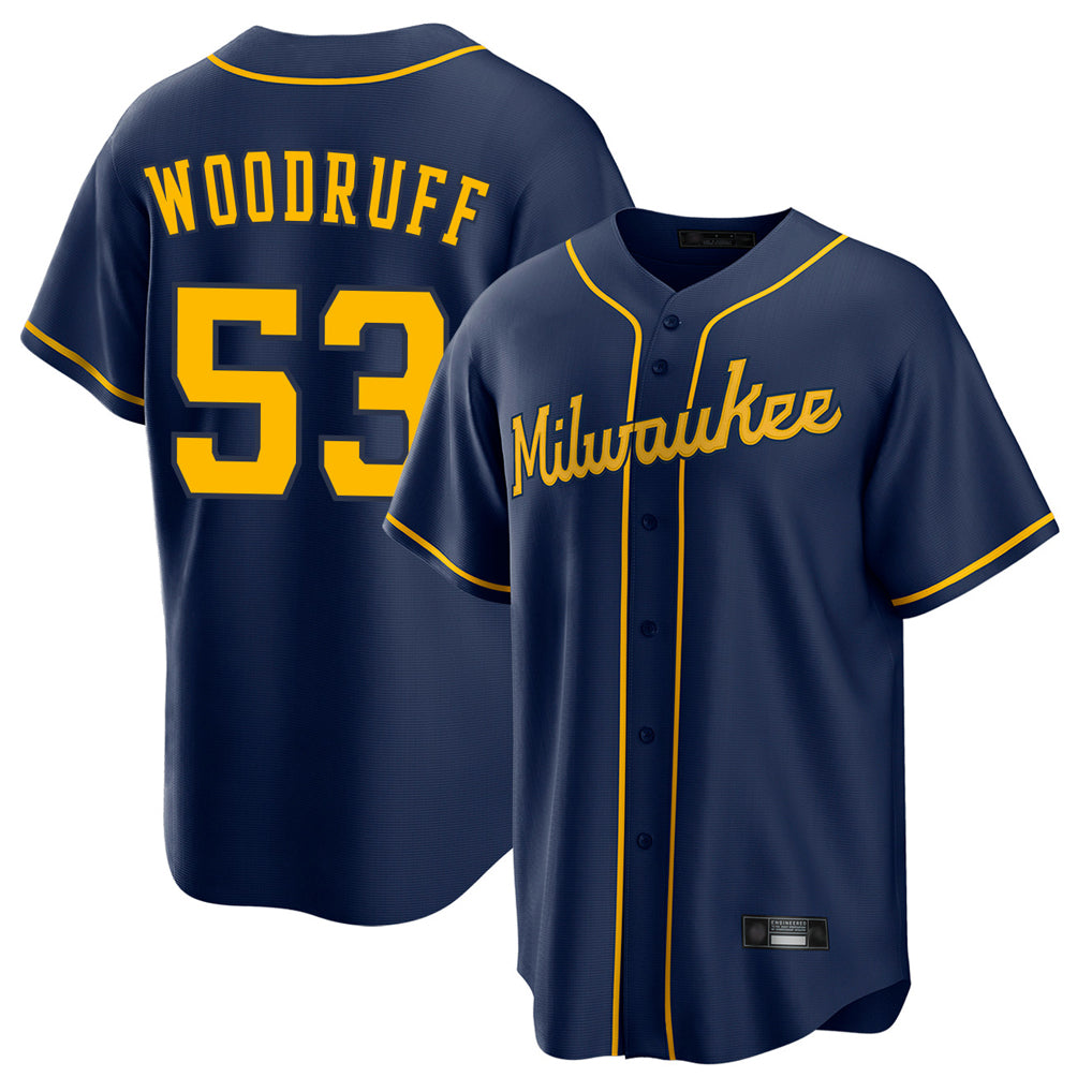 MATTH M.Brewers #53 Brandon Woodruff Player Navy Home Game Stitched Jerseys