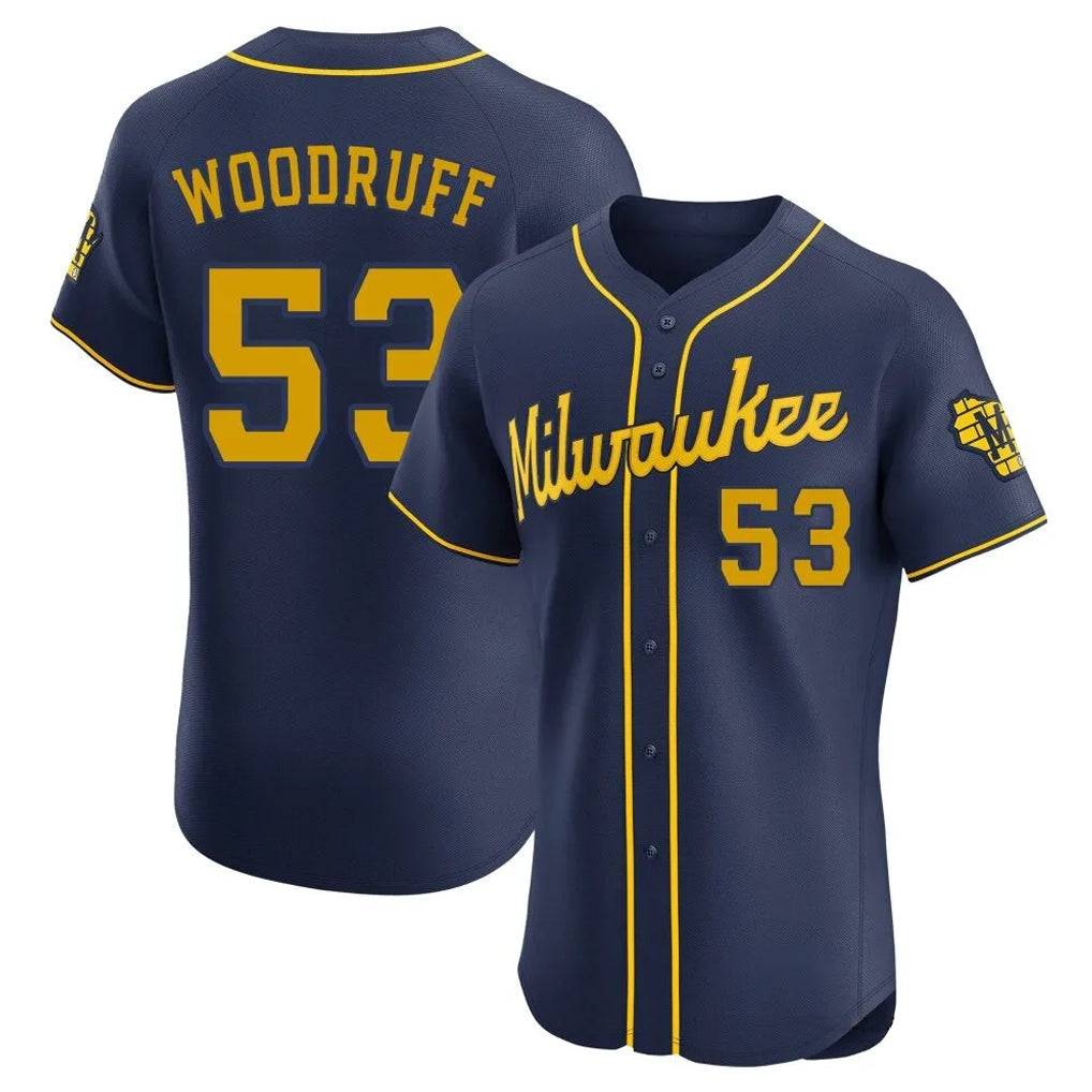 MATTH M.Brewers #53 Brandon Woodruff Player Navy Home Limited Elite Stitched Jerseys