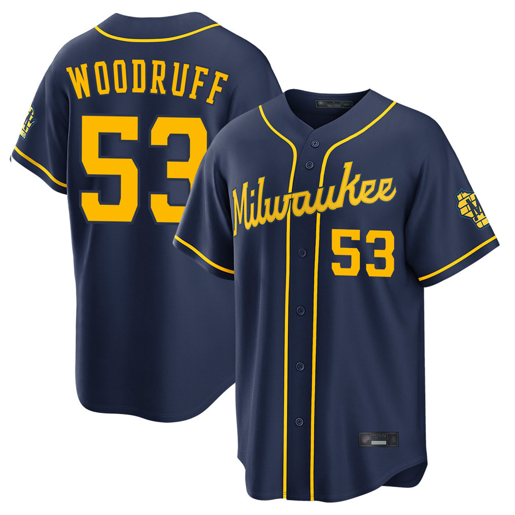 MATTH M.Brewers #53 Brandon Woodruff Player Navy Home Stadium Game Stitched Jerseys