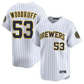 MATTH M.Brewers #53 Brandon Woodruff Player White Stripes Home Limited Stitched Jerseys