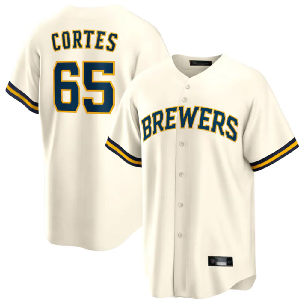 MATTH M.Brewers #65 Nestor Cortes Player Cream Home Game Stitched Jerseys