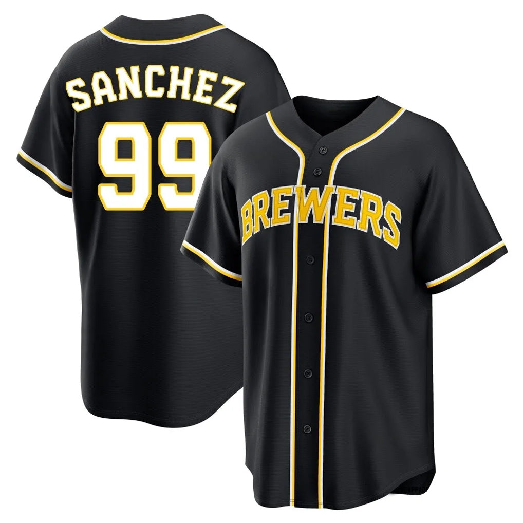 MATTH M.Brewers #99 Gary Sanchez Player Black Fashion Out Home Game Stitched Jerseys