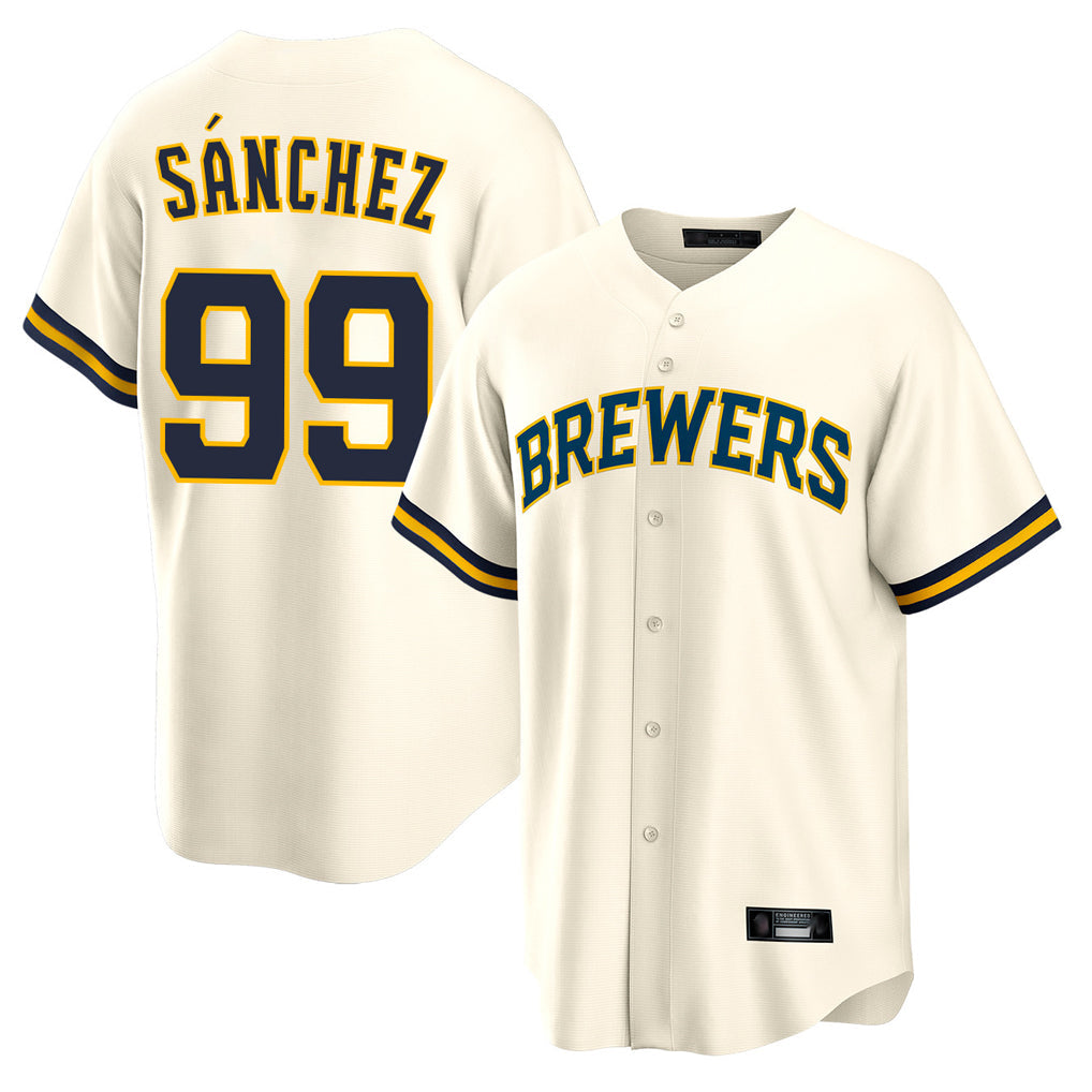 MATTH M.Brewers #99 Gary Sanchez Player Cream Home Game Stitched Jerseys