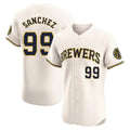 MATTH M.Brewers #99 Gary Sanchez Player Cream Home Limited Elite Stitched Jerseys