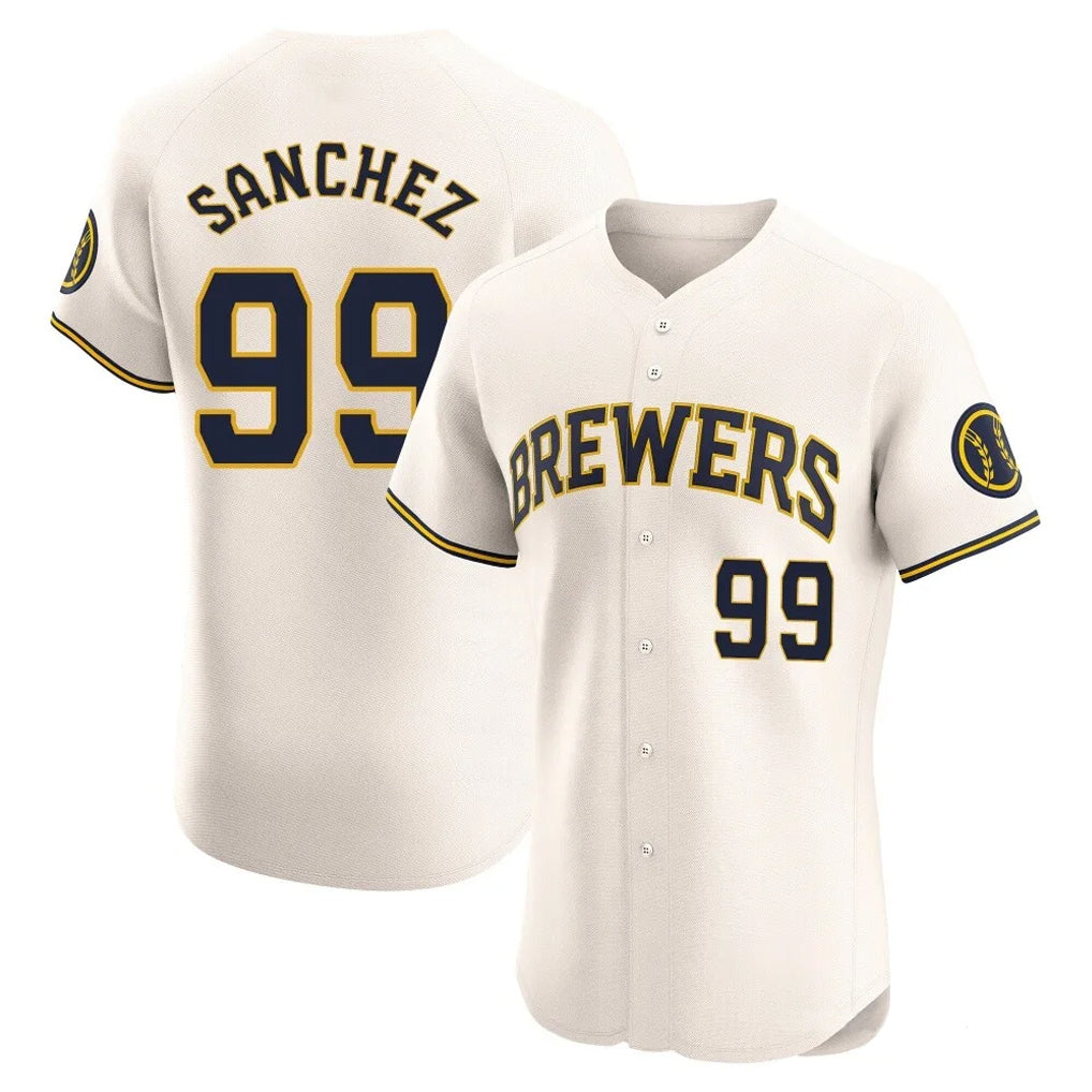 MATTH M.Brewers #99 Gary Sanchez Player Cream Home Limited Elite Stitched Jerseys