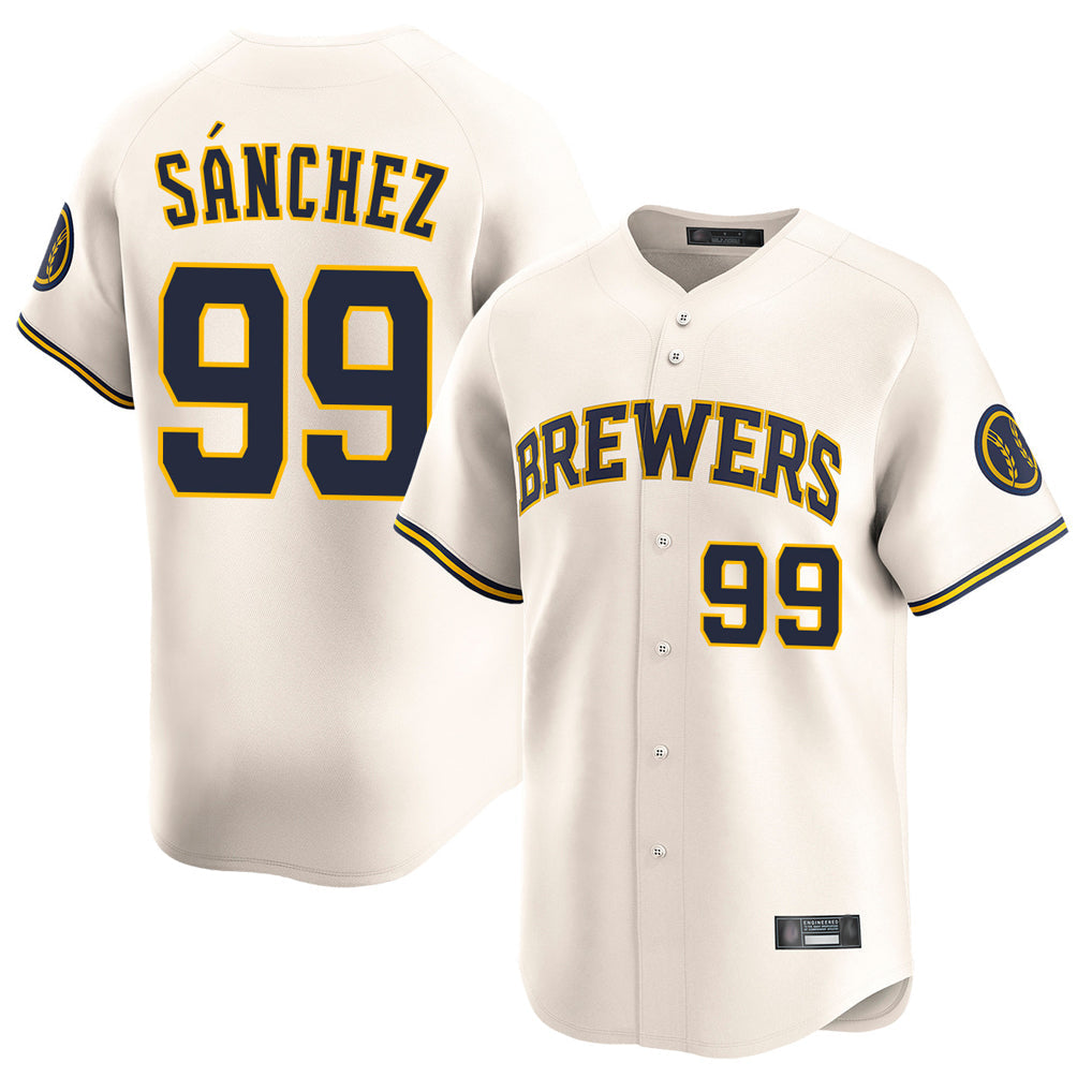 MATTH M.Brewers #99 Gary Sanchez Player Cream Home Limited Game Stitched Jerseys